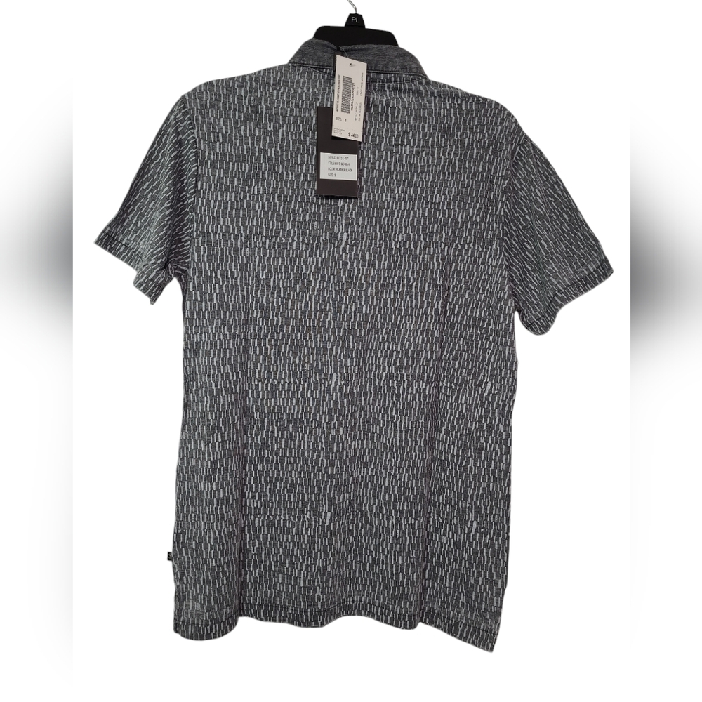 Indigo Star Norman Knit Burnout Polo Botanical Print Heather Black Shirt Small - Picture 2 of 9
